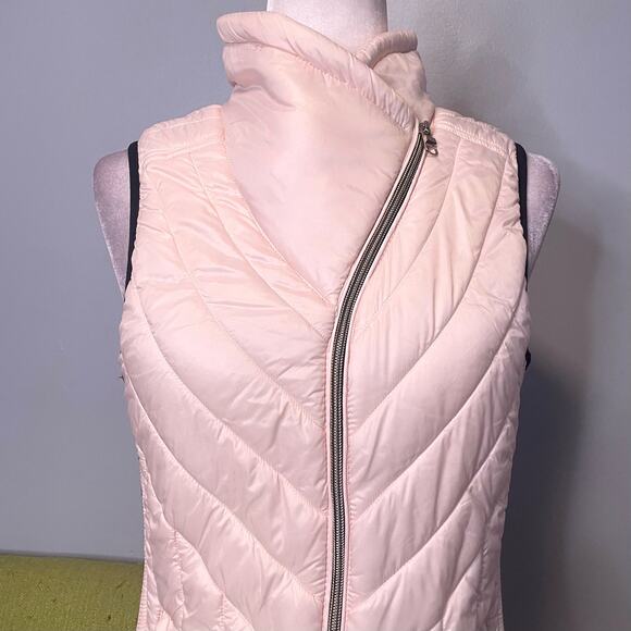 Workshop Cream Pink High Neck Puffer Vest - Picture 2 of 5